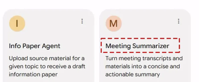 The Meeting Summarizer, ready on the Agents page.