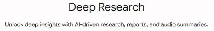 The Deep Research page: research, reports and audio summaries.