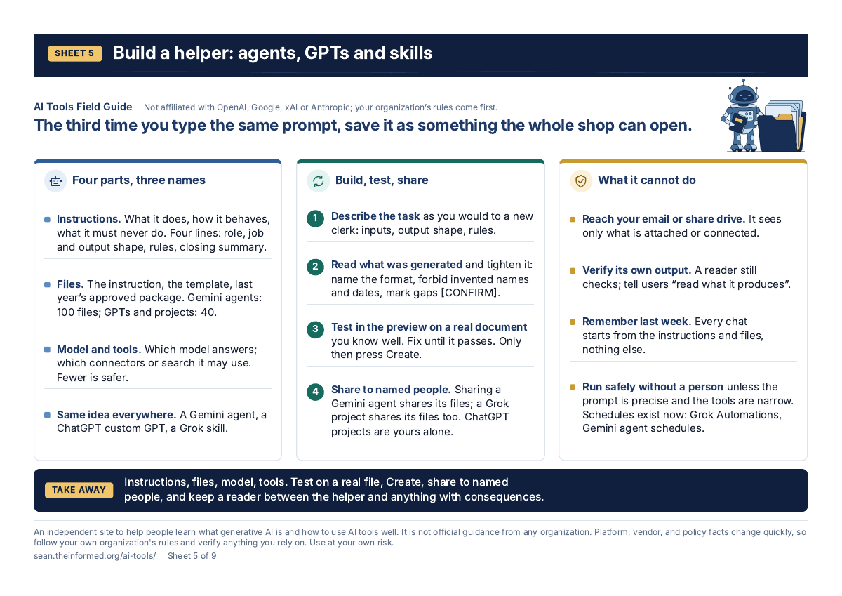 Build a helper: agents, GPTs and skills — page preview