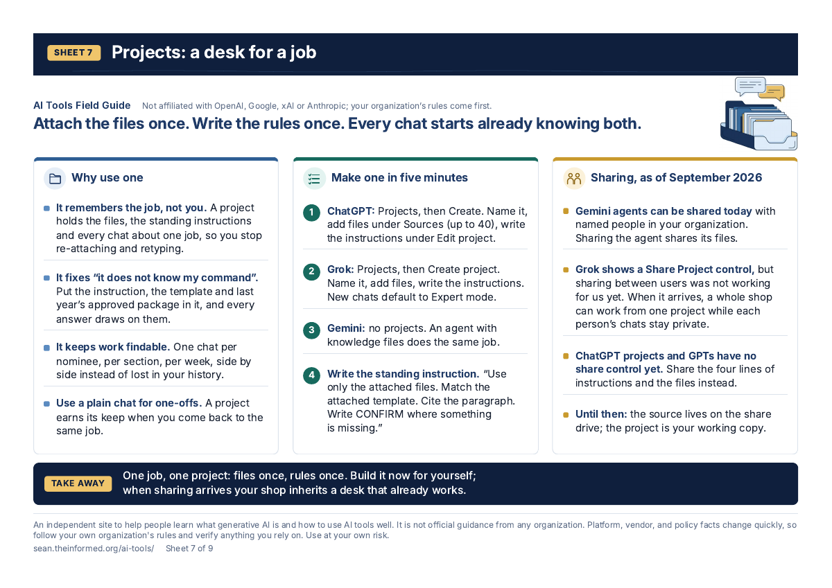 Projects: a desk for a job — page preview