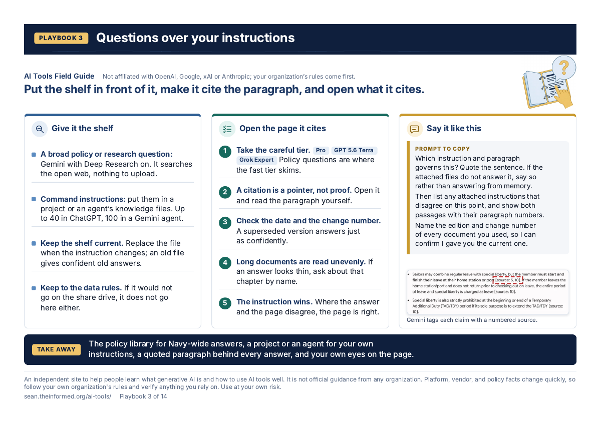 Instriction Quick Guide Cheat sheets and flyers · AI Tools Field Guide