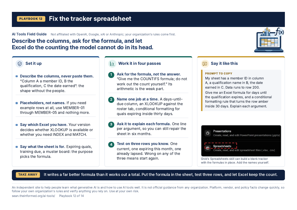Fix the tracker spreadsheet — page preview
