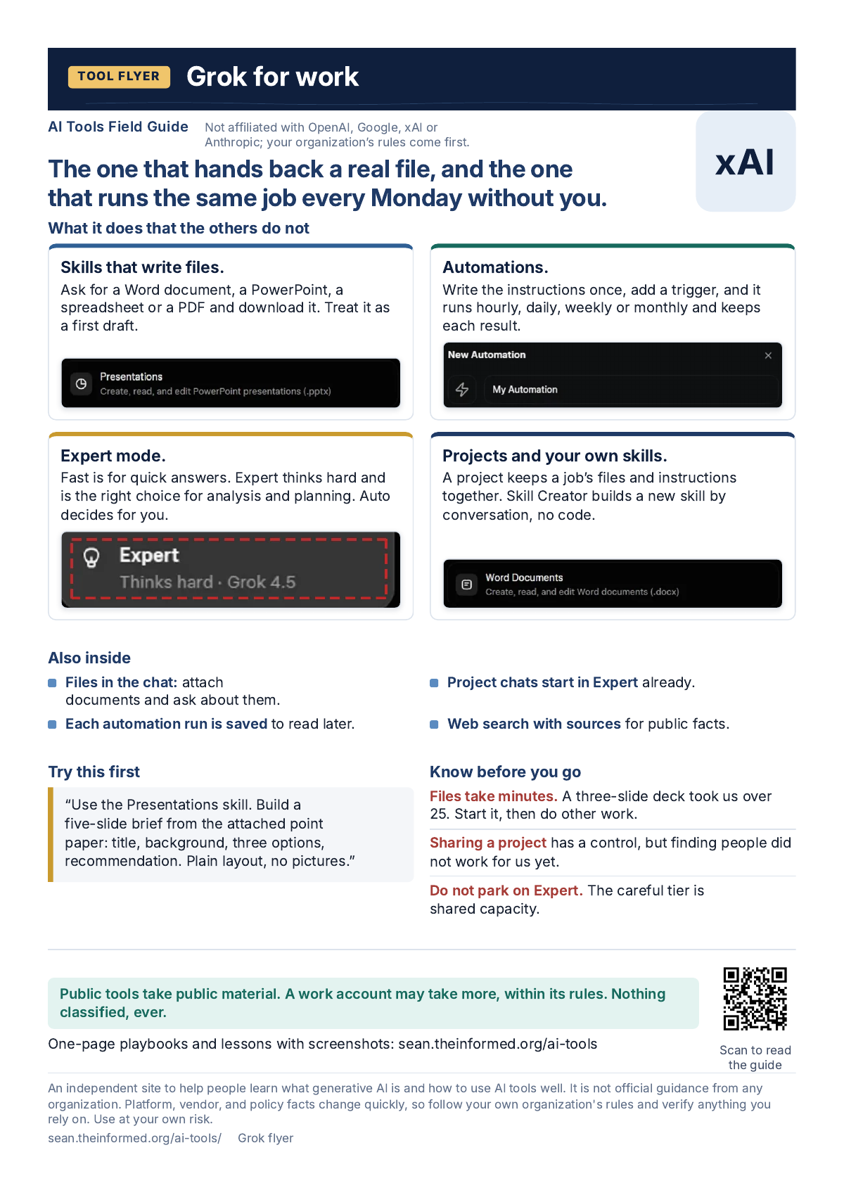 Grok for work — page preview
