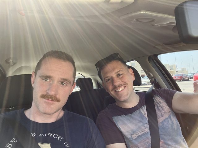 Sean and Dave in a car
